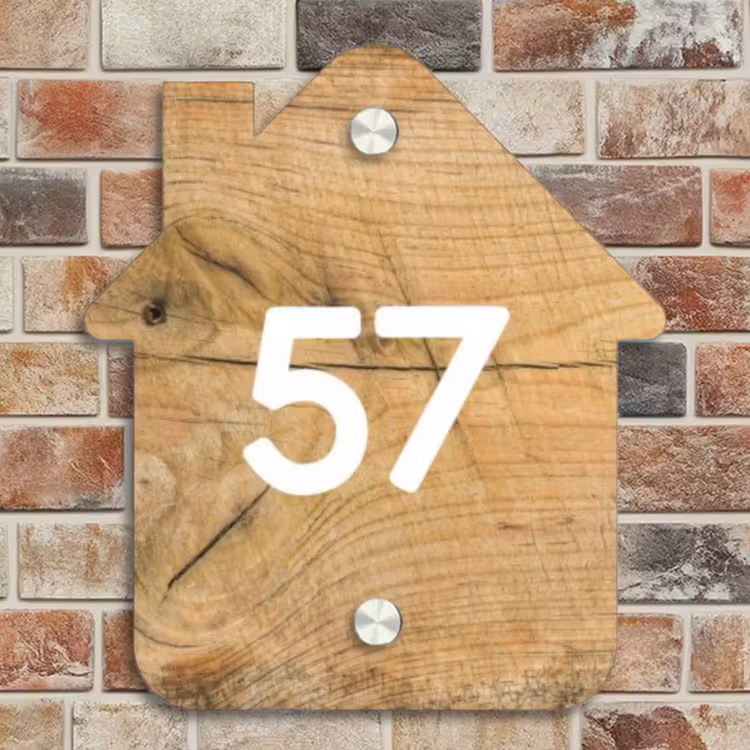 Naambordje voordeur - Huisjesvorm - Hout - Traditioneel — 4