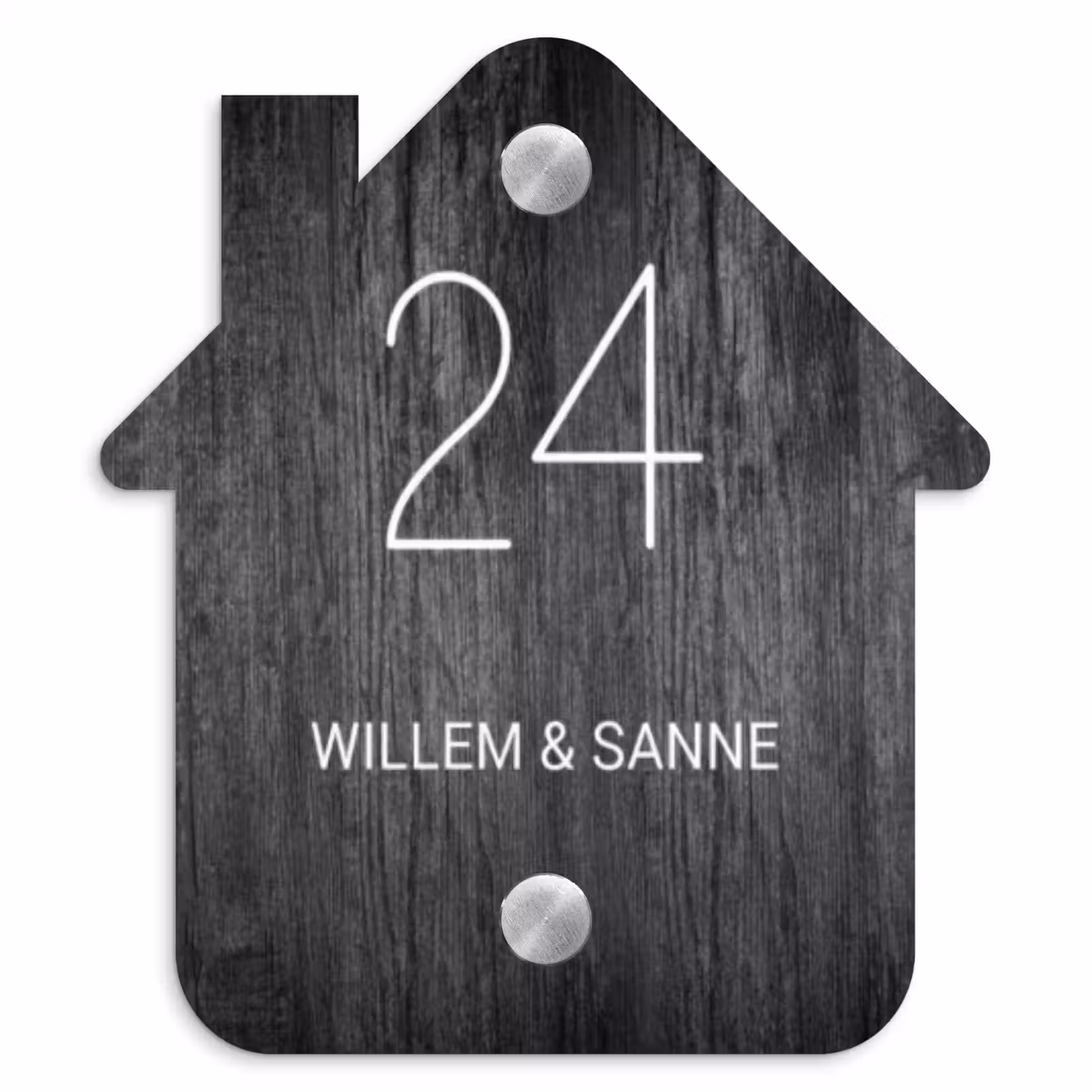Naambordje voordeur - Huisjesvorm - Donker hout - Klassiek — 1