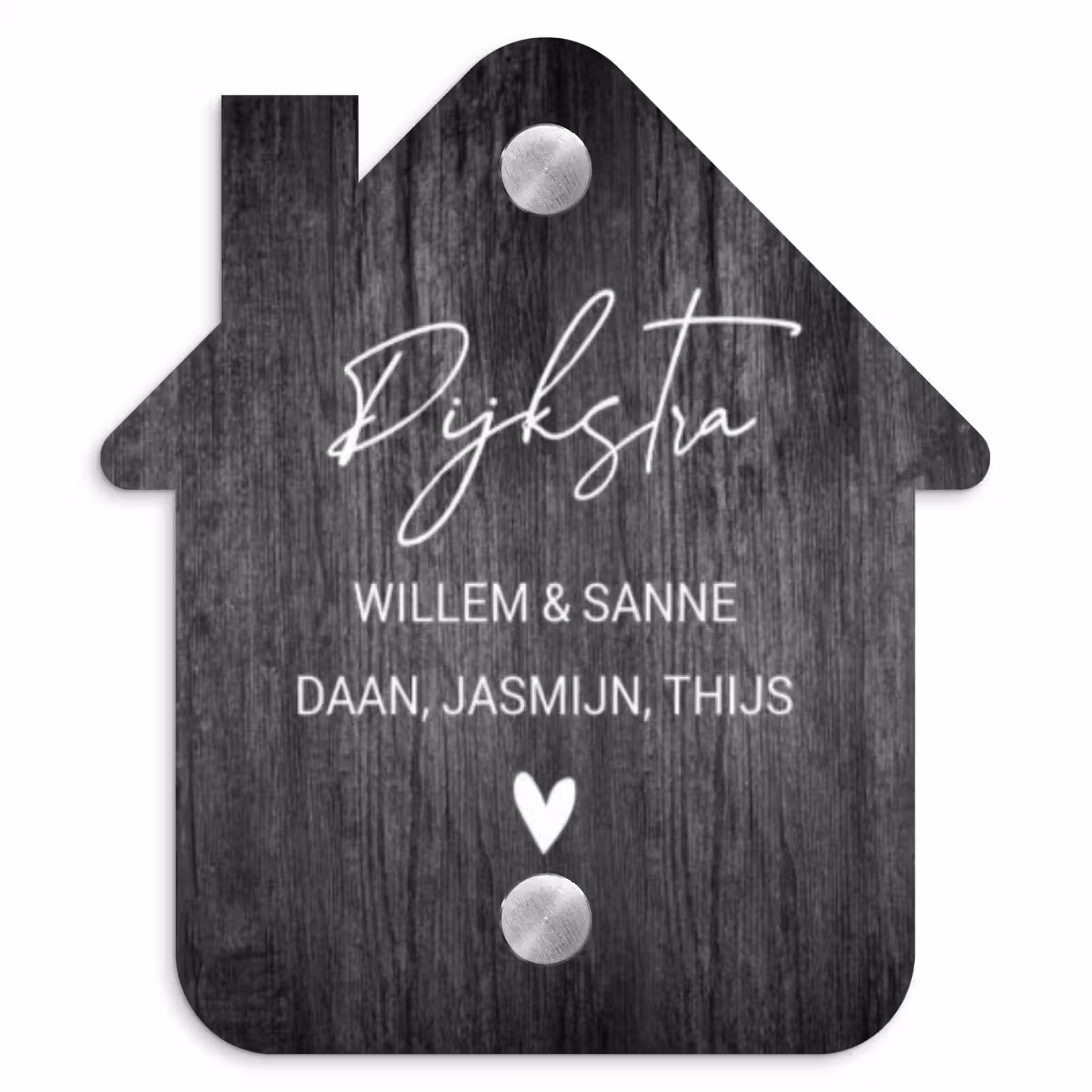 Naambordje voordeur - Huisjesvorm - Donker hout - Sierlijk — 1