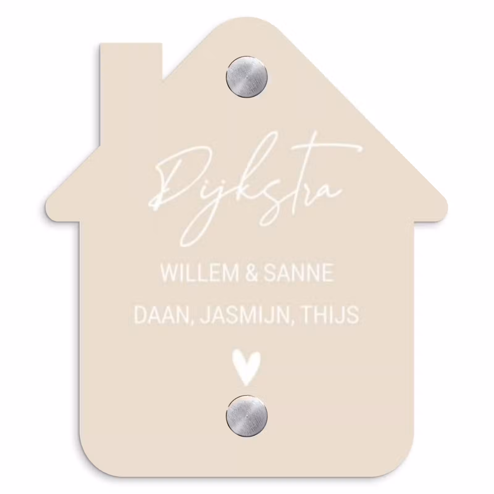 Naambordje voordeur - Huisjesvorm - Effen - Beige - Sierlijk — 1