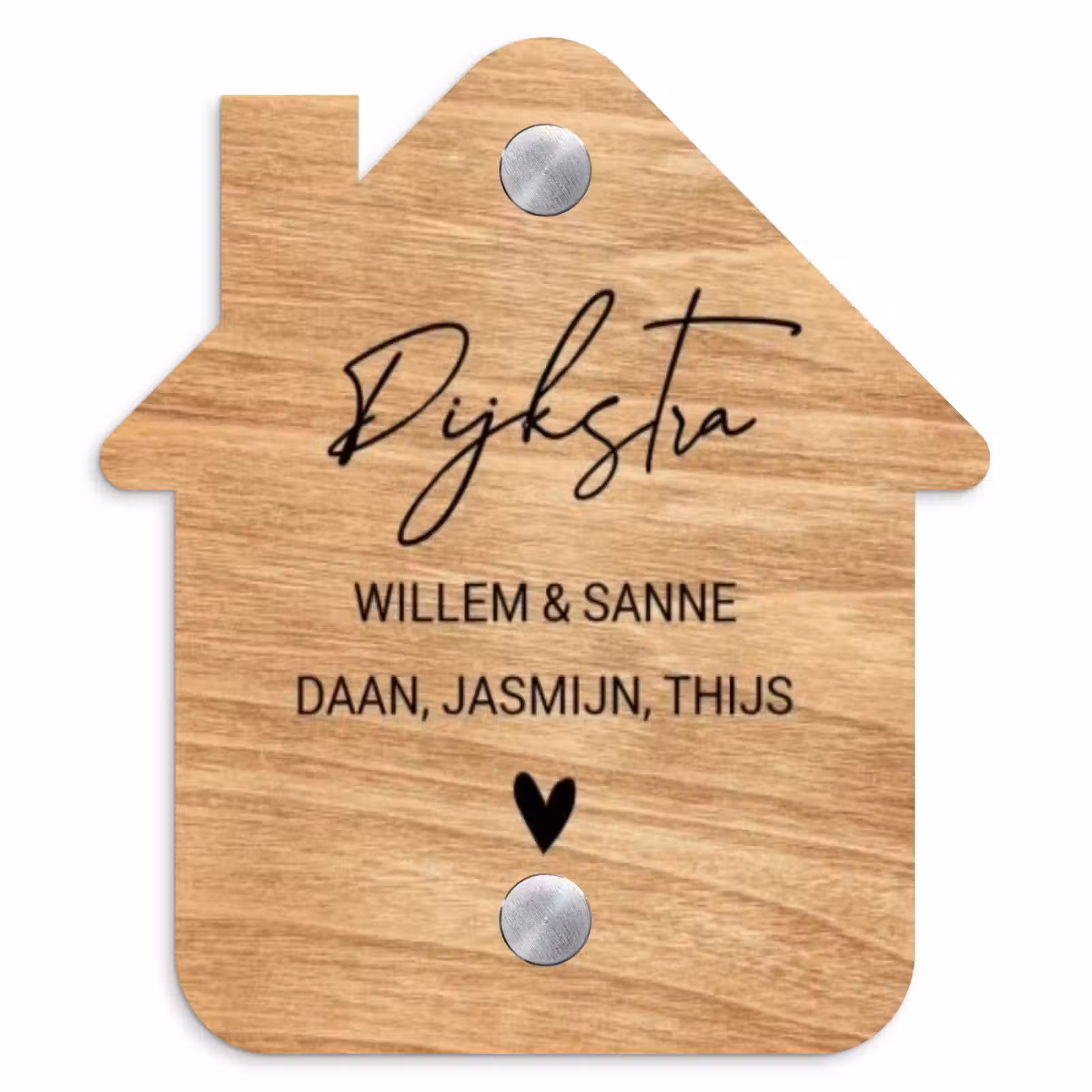 Naambordje voordeur - Huisjesvorm - Licht hout - Sierlijk — 1