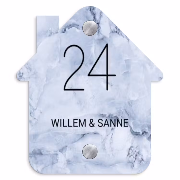 Naambordje voordeur - Huisjesvorm - Blauw marmer - Klassiek — 1
