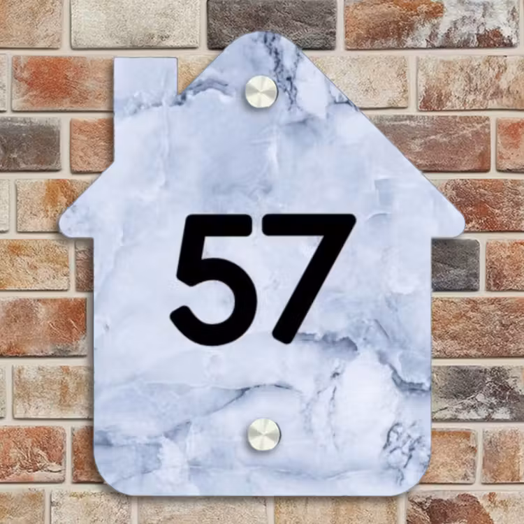 Naambordje voordeur - Huisjesvorm - Blauw marmer - Traditioneel — 4
