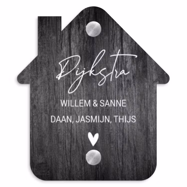 Naambordje voordeur - Huisjesvorm - Donker hout - Sierlijk — 1