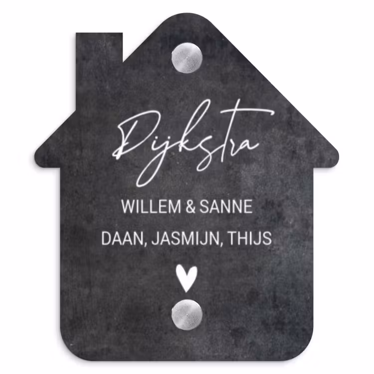 Naambordje voordeur - Huisjesvorm - Donker steen - Sierlijk — 1