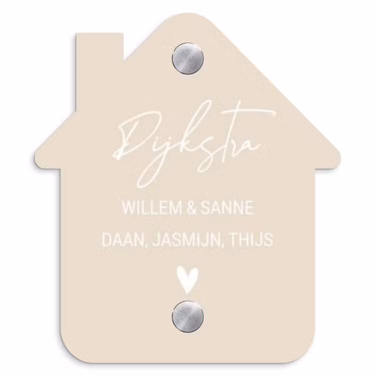 Naambordje voordeur - Huisjesvorm - Effen - Beige - Sierlijk — 1