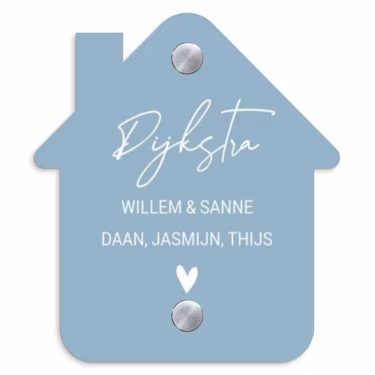Naambordje voordeur - Huisjesvorm - Effen - Lichtblauw - Sierlijk — 1