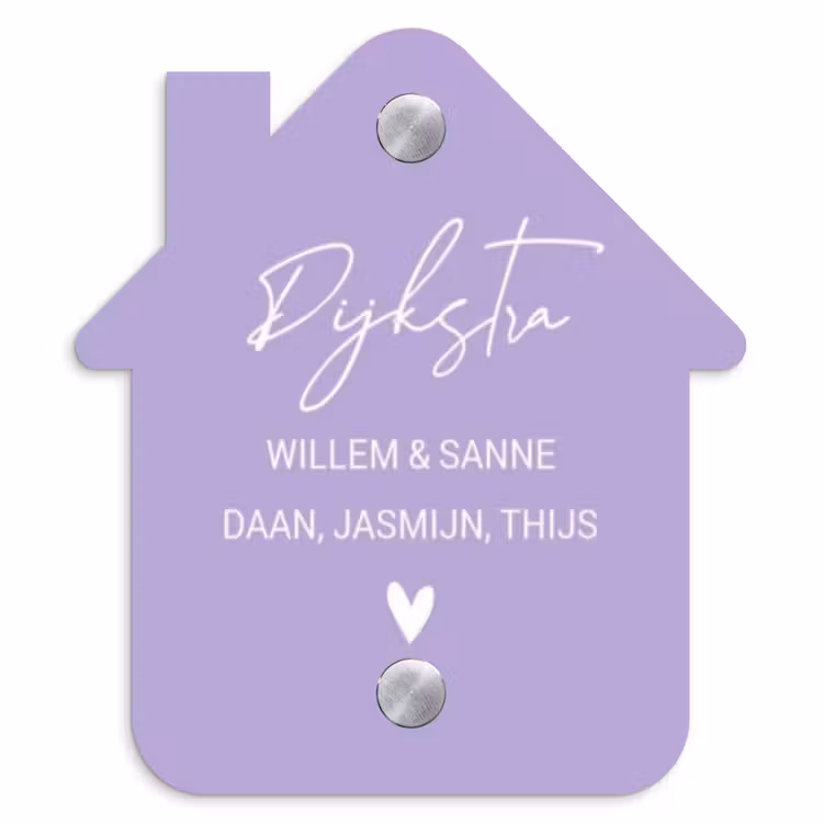 Naambordje voordeur - Huisjesvorm - Effen - Lila - Sierlijk — 1