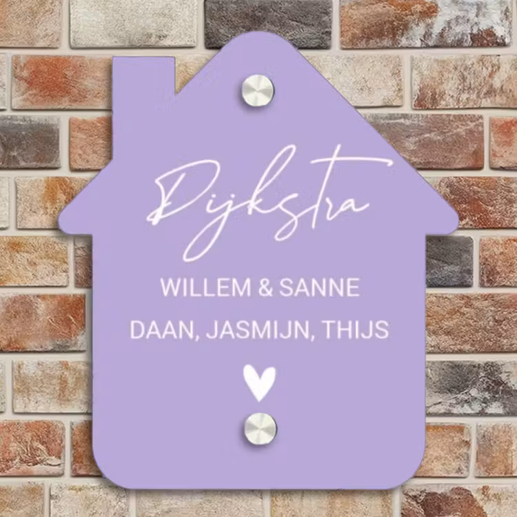 Naambordje voordeur - Huisjesvorm - Effen - Lila - Sierlijk — 4
