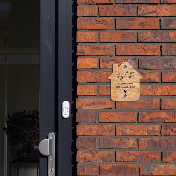 Naambordje voordeur - Huisjesvorm - Licht hout - Sierlijk — 3