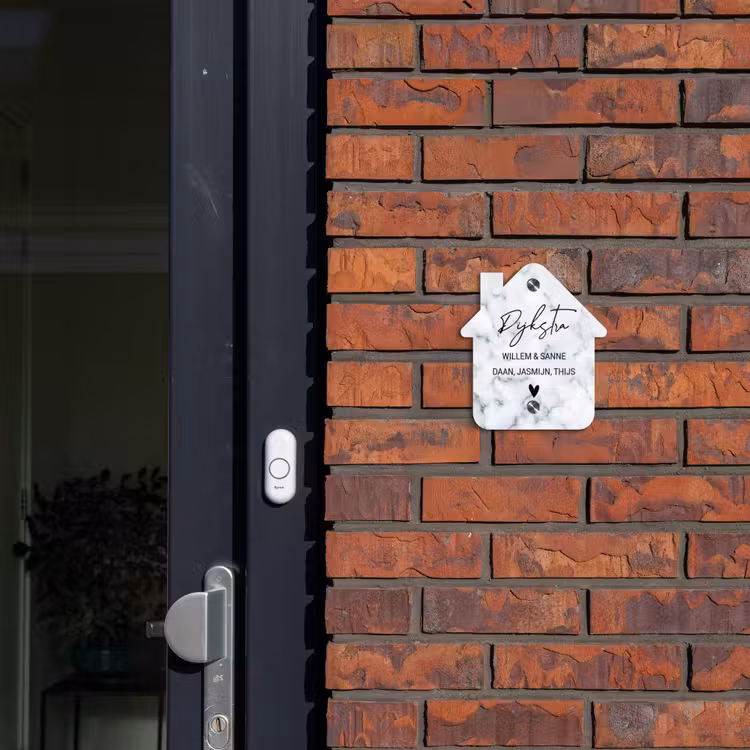 Naambordje voordeur - Huisjesvorm - Lichtblauw marmer - Sierlijk — 3
