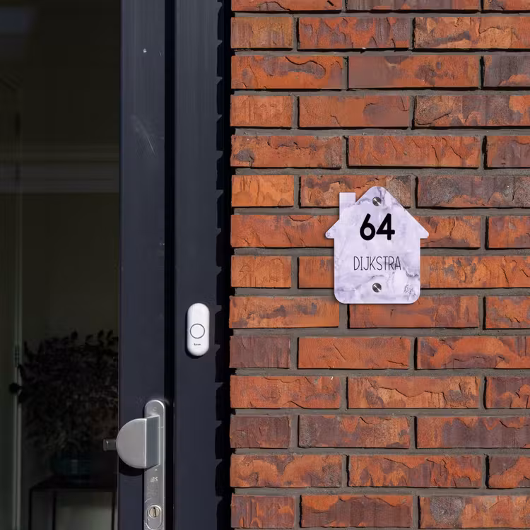 Naambordje voordeur - Huisjesvorm - Paars marmer - Modern — 3