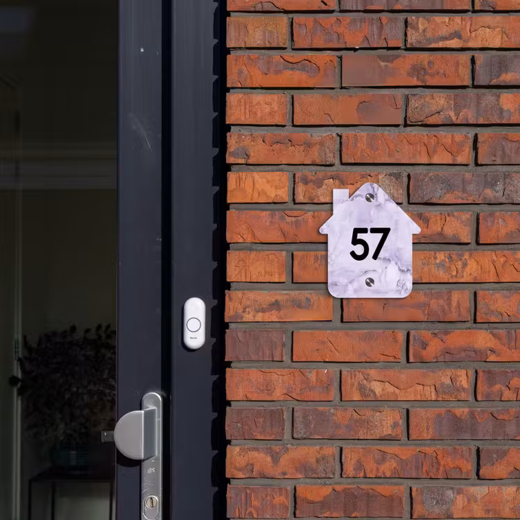 Naambordje voordeur - Huisjesvorm - Paars marmer - Traditioneel — 3