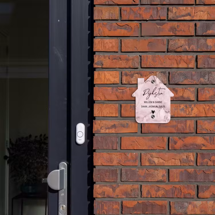 Naambordje voordeur - Huisjesvorm - Roze marmer - Sierlijk — 3