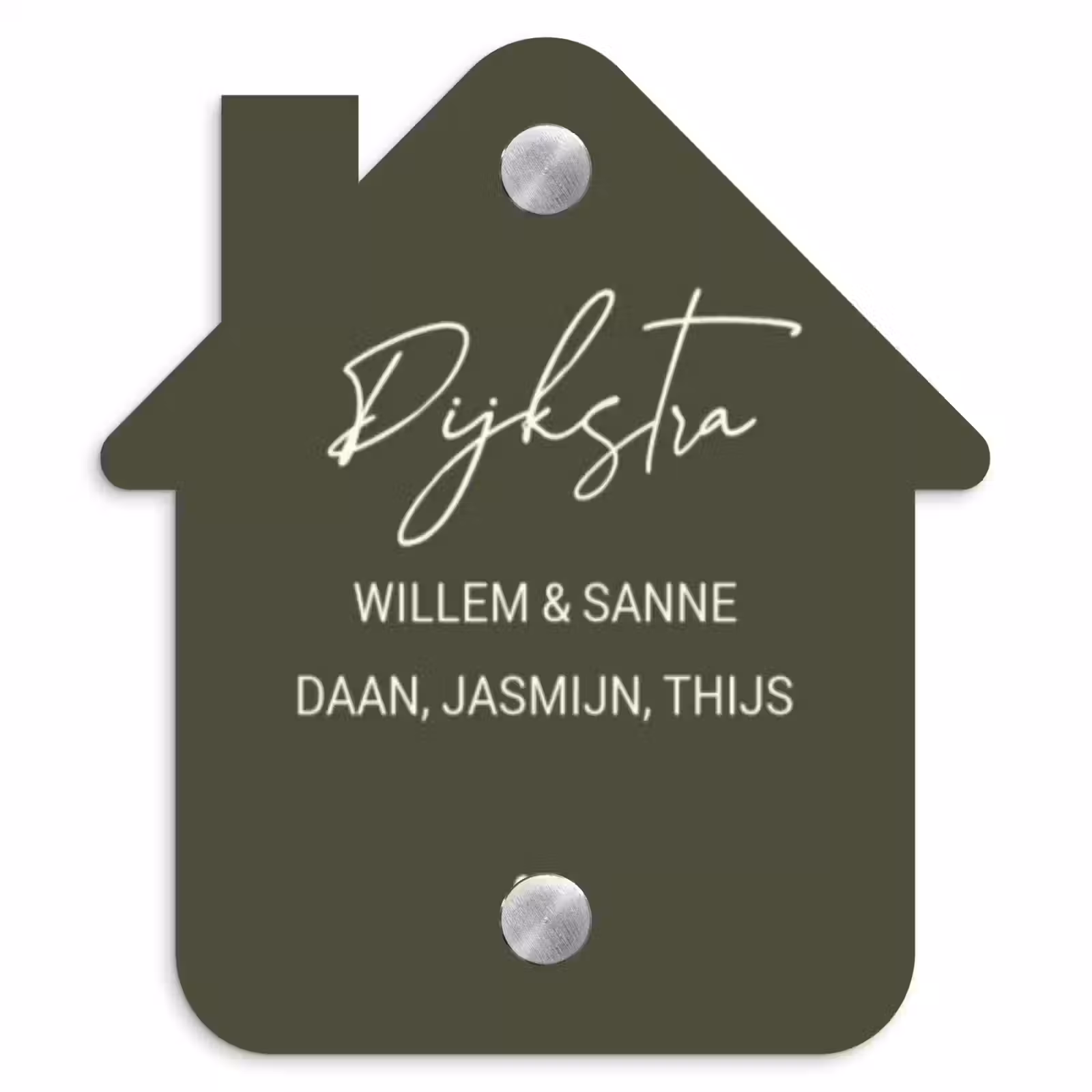 Naambordje voordeur - Huisjesvorm - Donkergroen - Sierlijk — 1