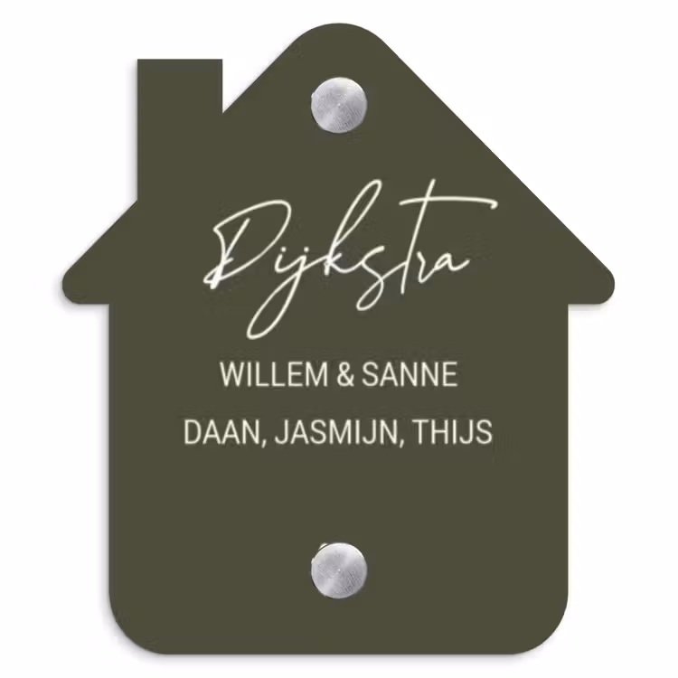 Naambordje voordeur - Huisjesvorm - Donkergroen - Sierlijk — 1