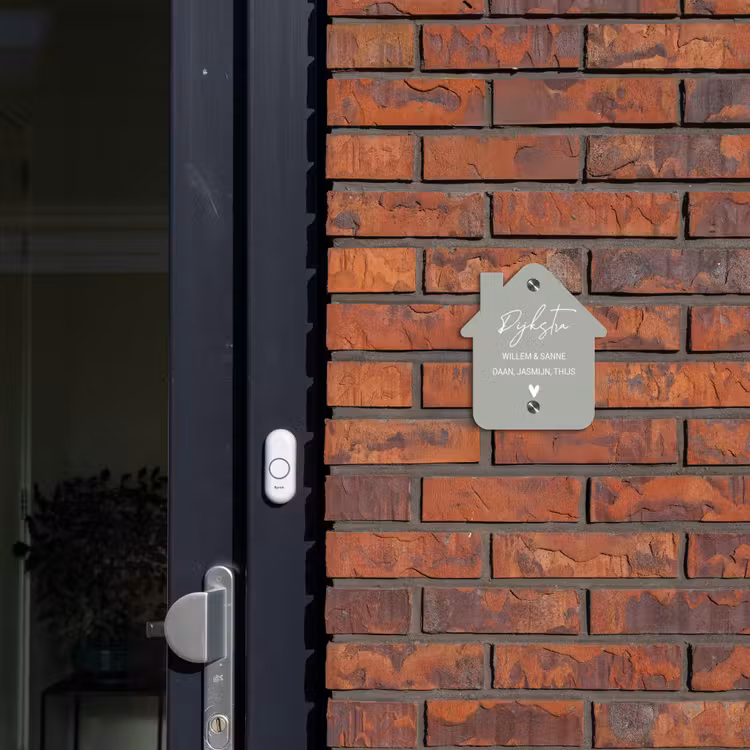 Naambordje voordeur - Huisjesvorm - Effen lichtgrijs - Sierlijk — 3