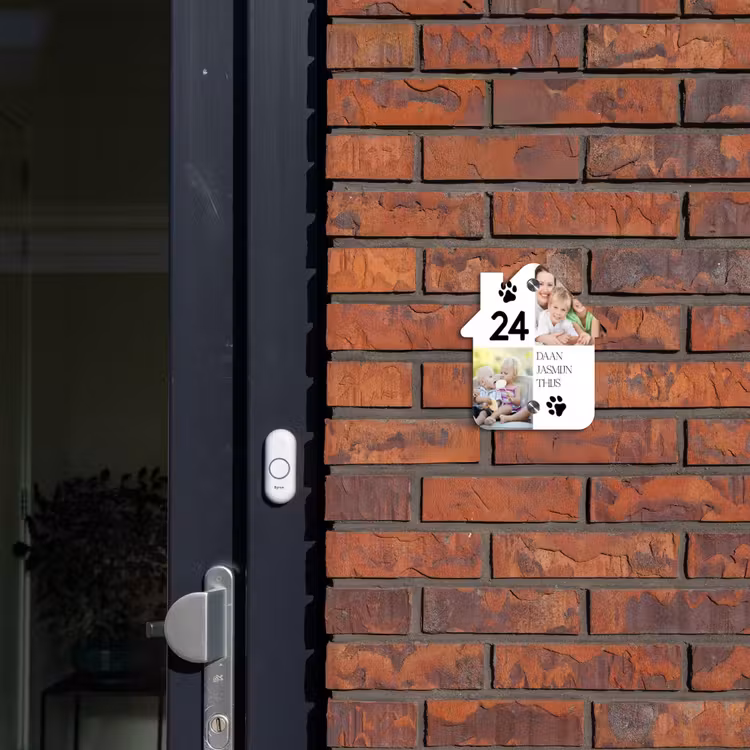 Naambordje voordeur - Huisjesvorm - Familieportret met pootafdrukken - Klassiek — 3