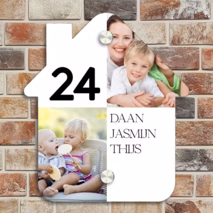Naambordje voordeur - Huisjesvorm - Familieportret strak - Klassiek — 4