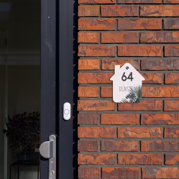 Naambordje voordeur - Huisjesvorm - Lichtroze met palmblad - Modern — 3