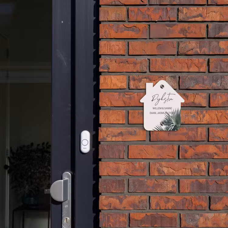Naambordje voordeur - Huisjesvorm - Lichtroze met palmblad - Sierlijk — 3