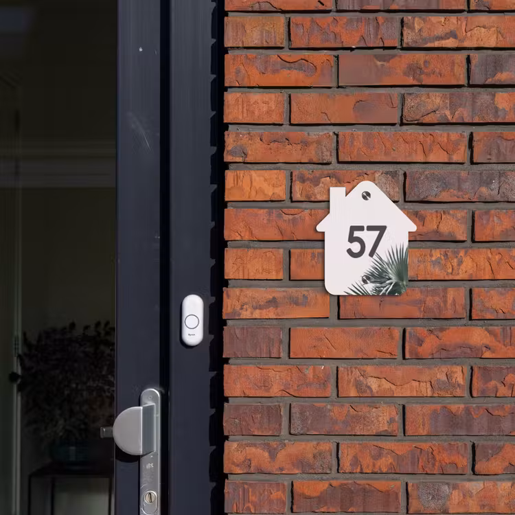 Naambordje voordeur - Huisjesvorm - Lichtroze met palmblad - Traditioneel — 3