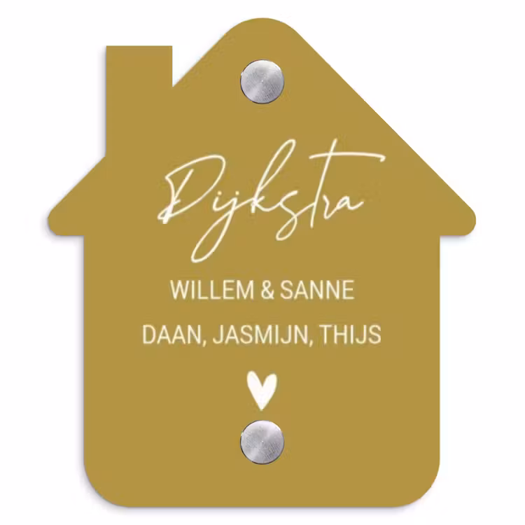 Naambordje voordeur - Huisjesvorm - Okergeel - Sierlijk — 1