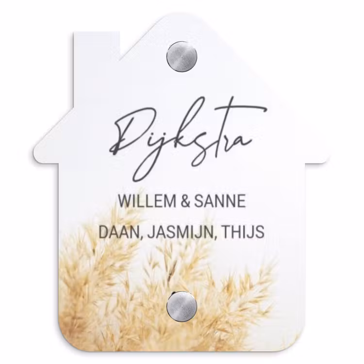 Naambordje voordeur - Huisjesvorm - Pluimgras - Sierlijk — 1