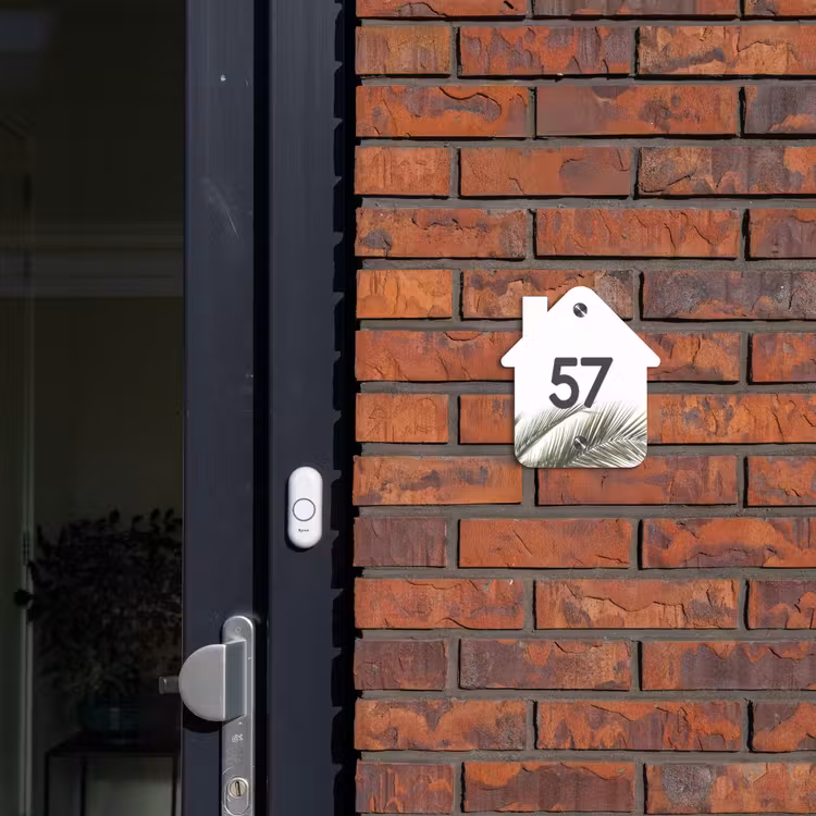 Naambordje voordeur - Huisjesvorm - Wit met palmblad - Traditioneel — 3