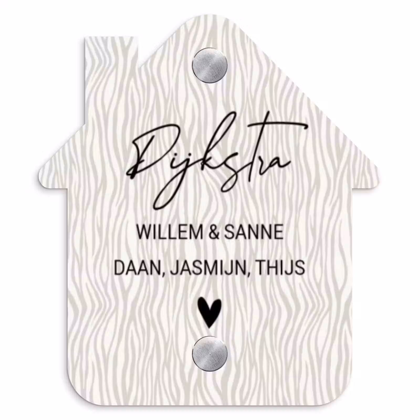Naambordje voordeur - Huisjesvorm - Beige golvende strepen - Sierlijk — 1