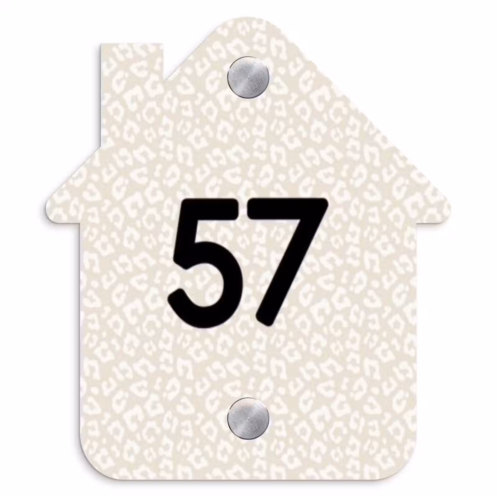 Naambordje voordeur - Huisjesvorm - Beige panterprint - Traditioneel — 1