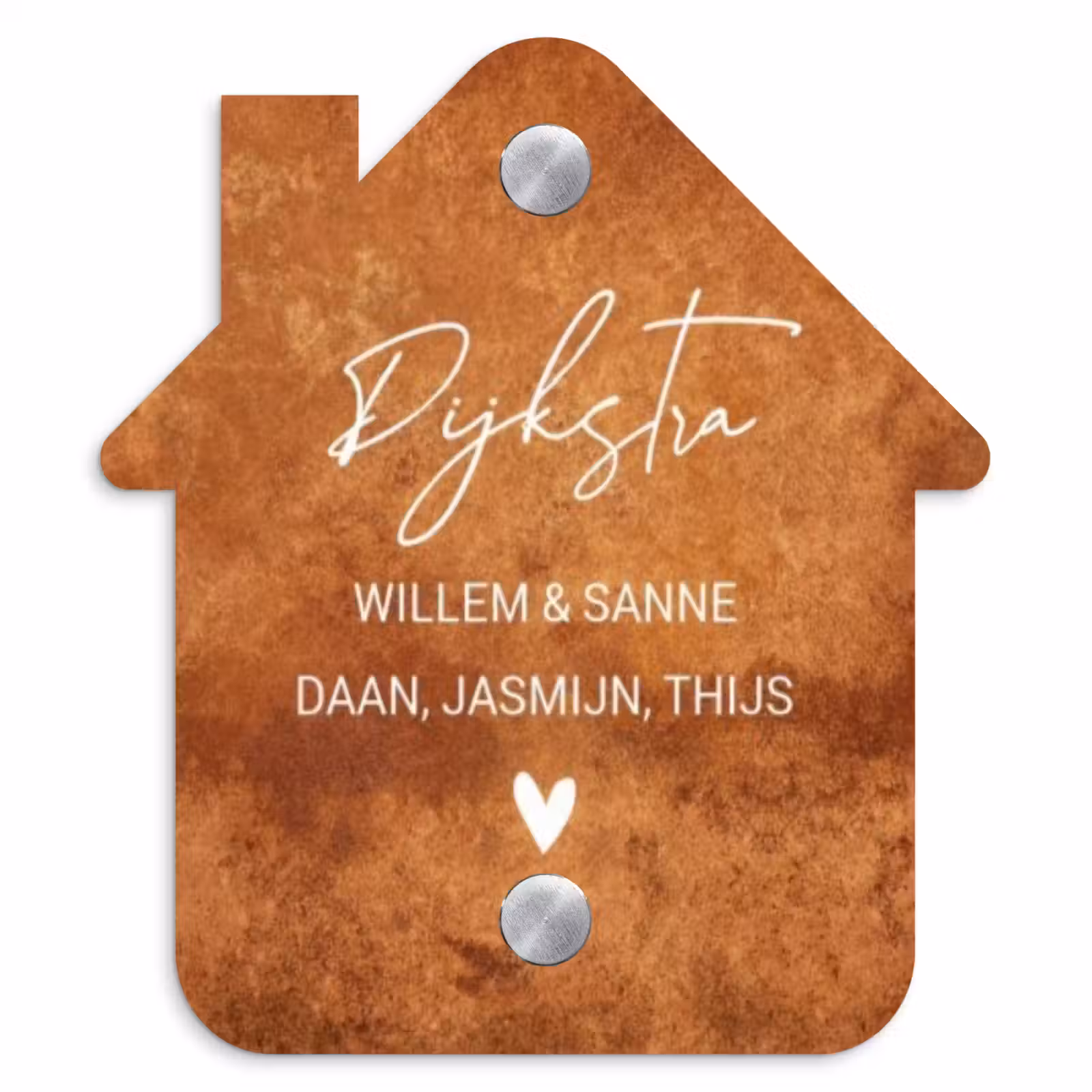 Naambordje voordeur - Huisjesvorm - Roest - Sierlijk — 1