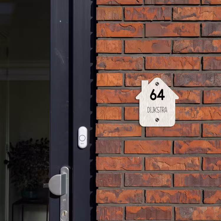 Naambordje voordeur - Huisjesvorm - Beige golvende strepen - Modern — 3