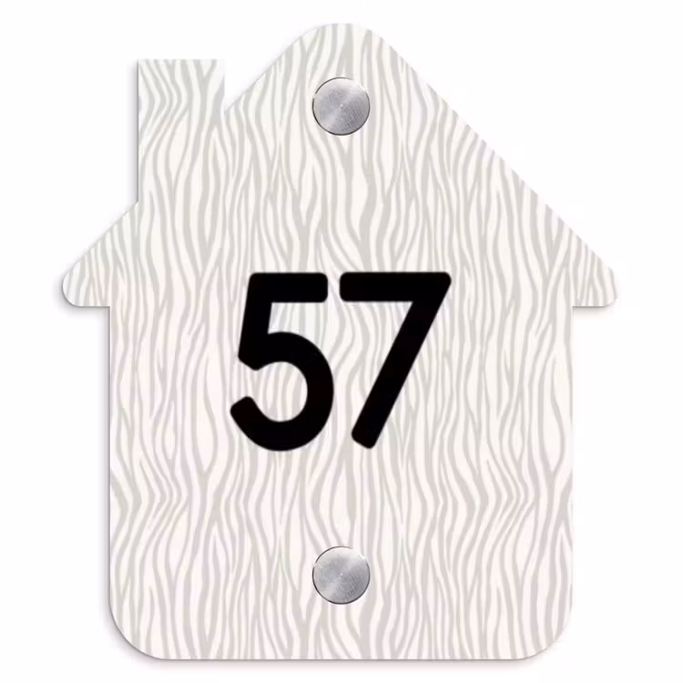 Naambordje voordeur - Huisjesvorm - Beige golvende strepen - Traditioneel — 1