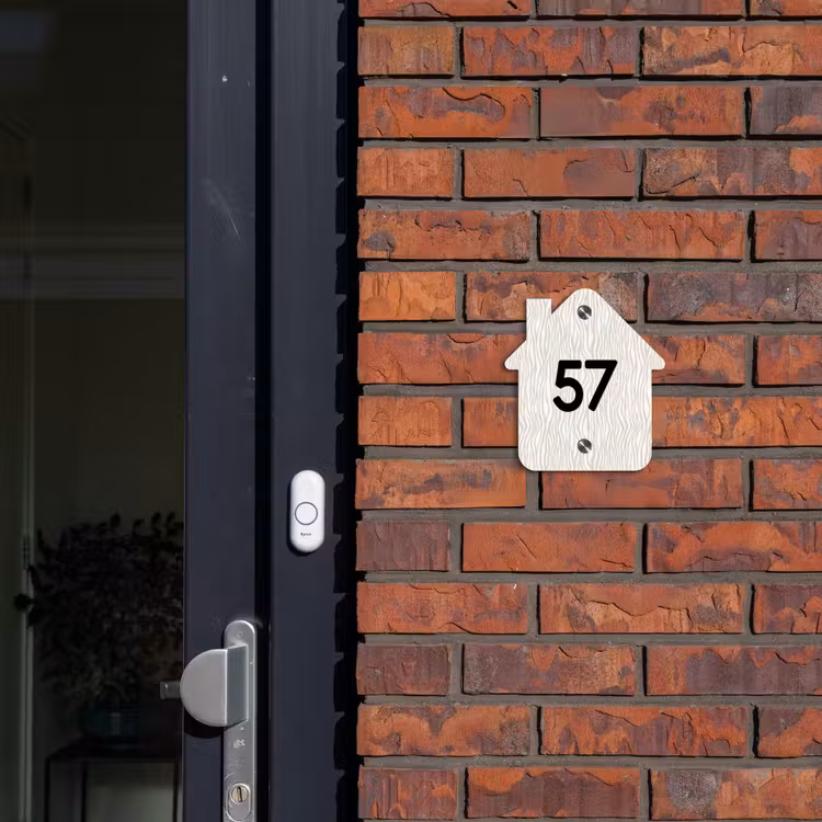 Naambordje voordeur - Huisjesvorm - Beige golvende strepen - Traditioneel — 3