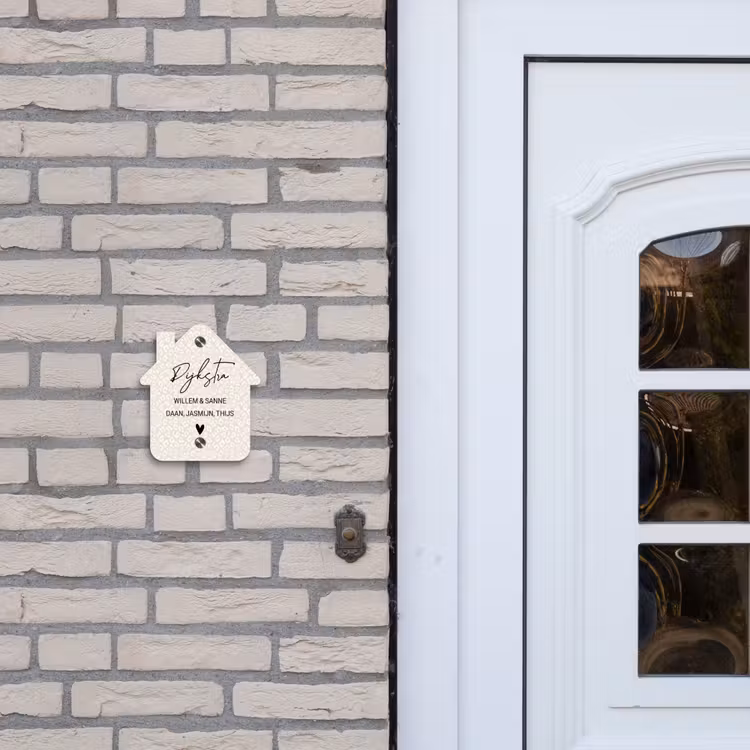 Naambordje voordeur - Huisjesvorm - Beige panterprint - Sierlijk — 2