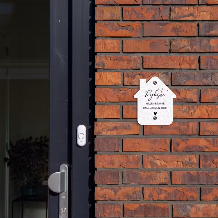 Naambordje voordeur - Huisjesvorm - Lichtgrijs luipaard - Sierlijk — 3