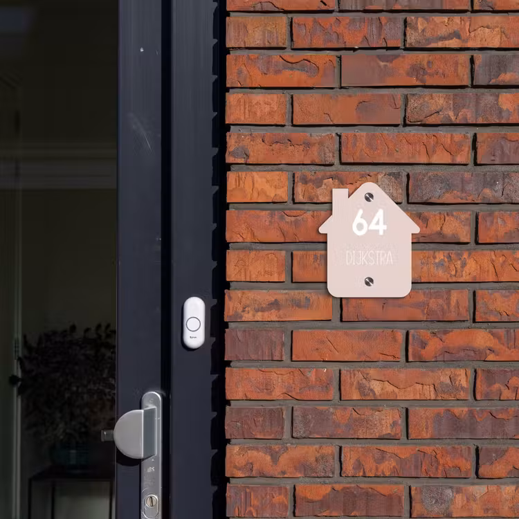 Naambordje voordeur - Huisjesvorm - Lichtroze - Modern — 3