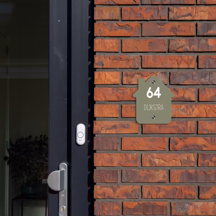 Naambordje voordeur - Huisjesvorm - Olijfgroen - Modern — 3