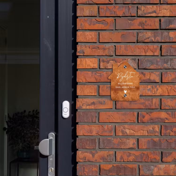 Naambordje voordeur - Huisjesvorm - Roest - Sierlijk — 3