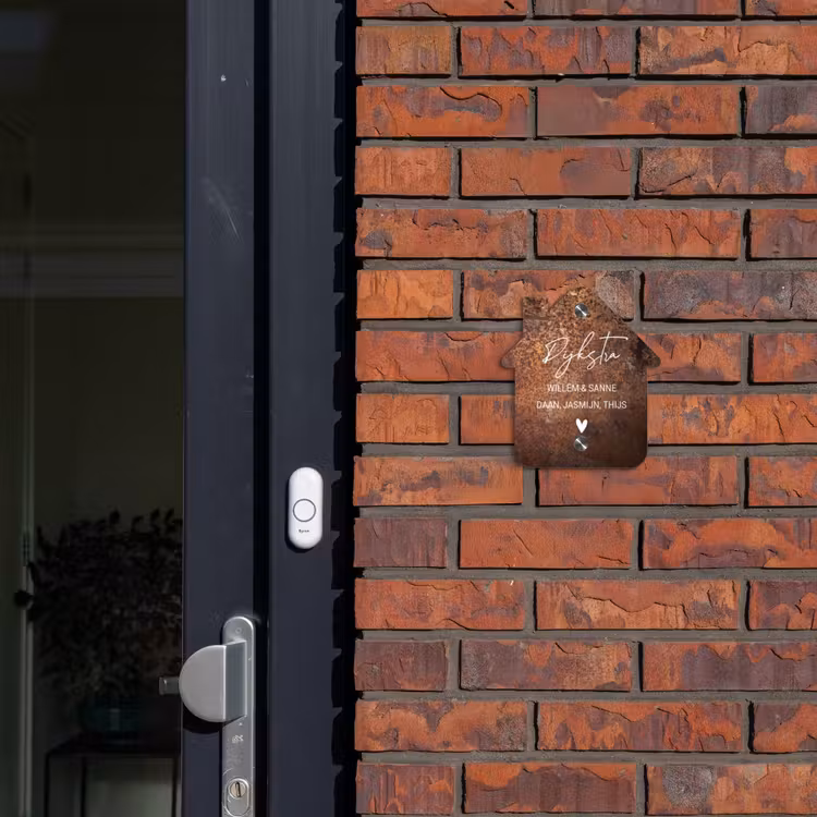 Naambordje voordeur - Huisjesvorm - Verweerd metaal - Sierlijk — 3