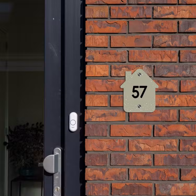 Naambordje voordeur - Huisjesvorm - Olijfgroen met stippen - Traditioneel — 3