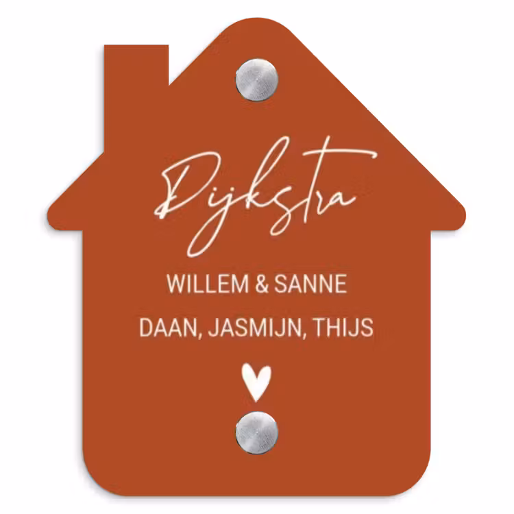Naambordje voordeur - Huisjesvorm - Roestbruin - Sierlijk — 1