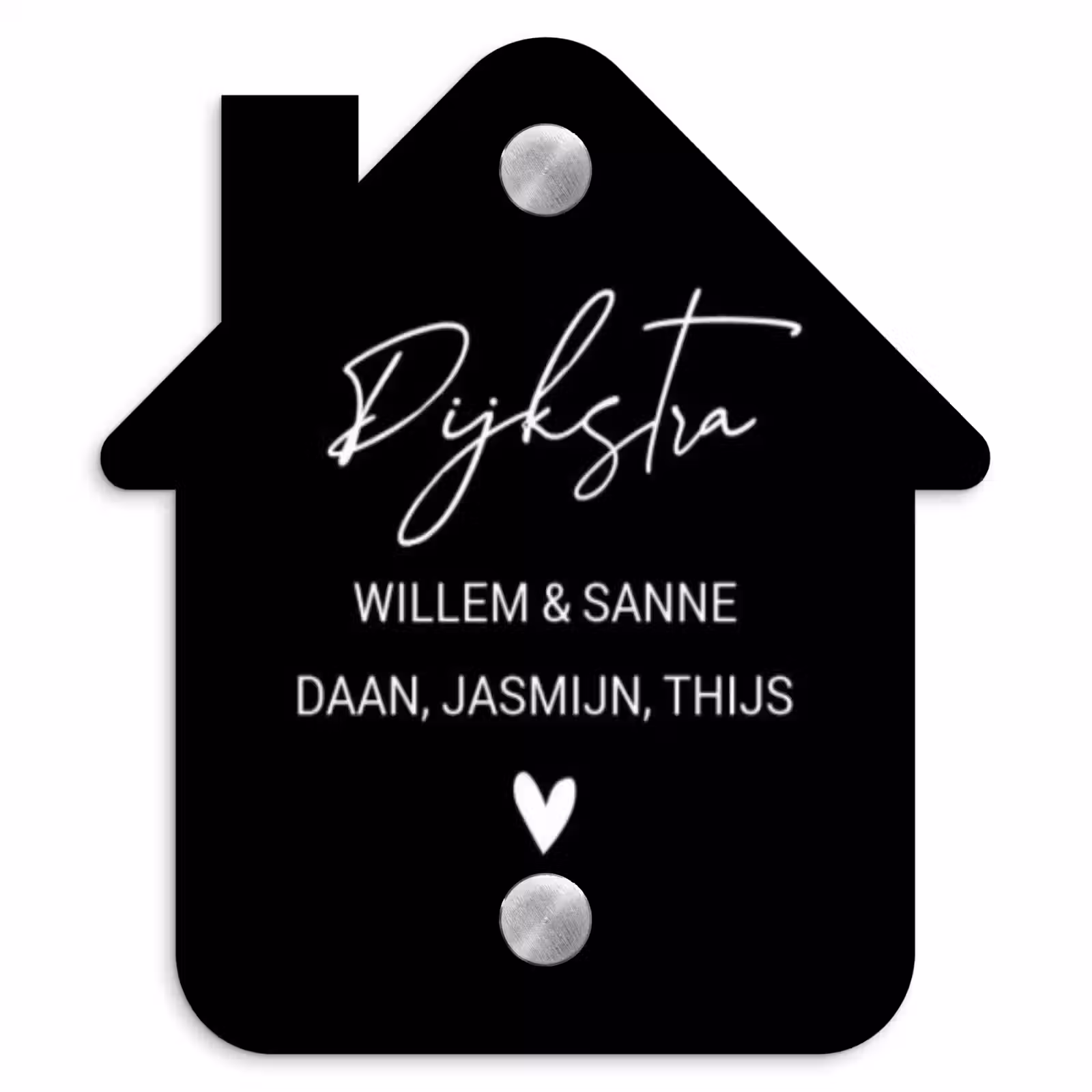 Naambordje voordeur - Huisjesvorm - Zwart vlak - Sierlijk — 1