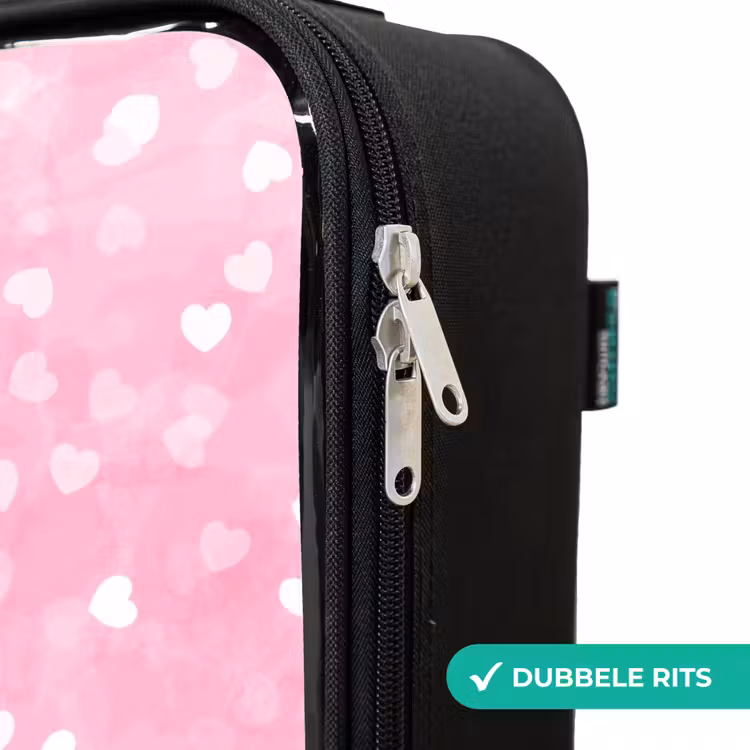 Kinderkoffer - Zwart - Roze glitter hartjes — 6