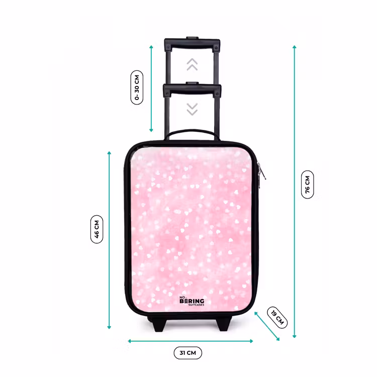 Kinderkoffer - Zwart - Roze glitter hartjes — 7