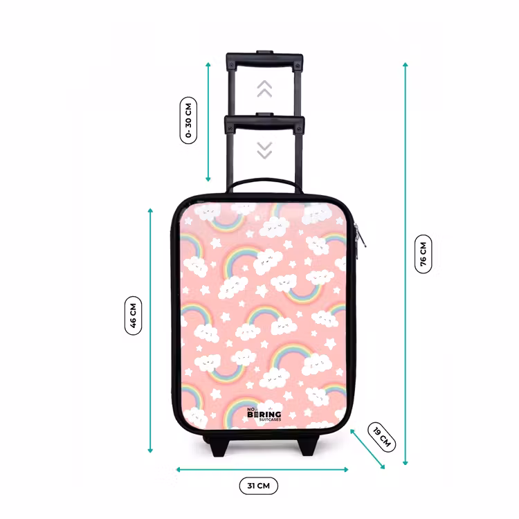 Kinderkoffer - Zwart - Roze met regenboog patroon — 7