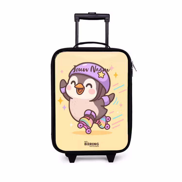 Kinderkoffer - Zwart - Kawai - Pinguin - Rolschaatsen — 1
