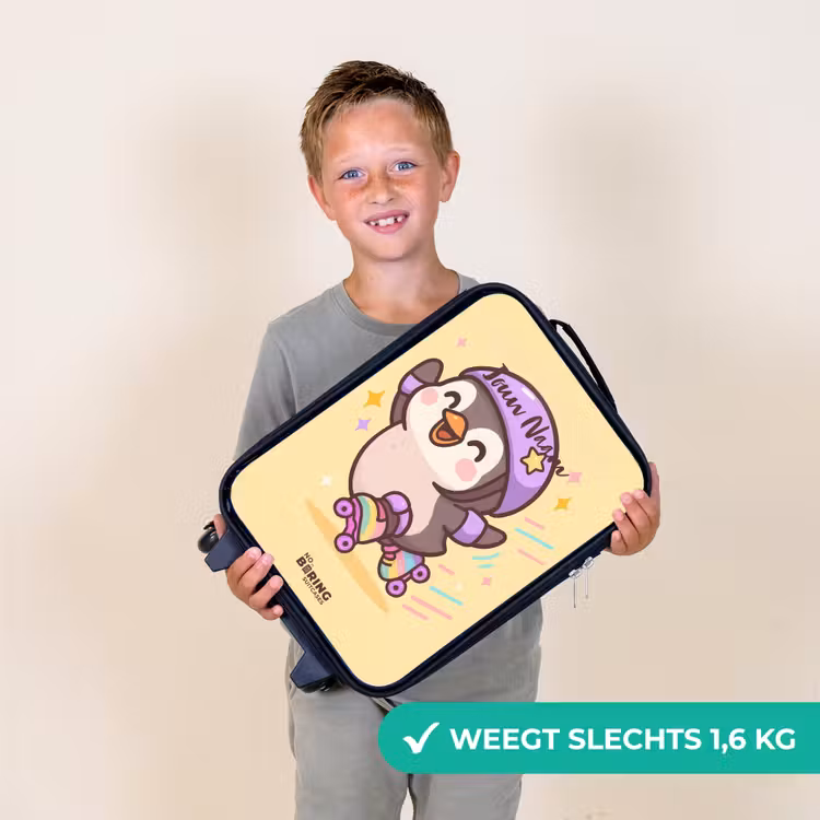 Kinderkoffer - Zwart - Kawai - Pinguin - Rolschaatsen — 3