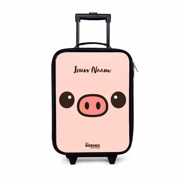 Kinderkoffer - Zwart - Kawai - Varken - Roze — 1